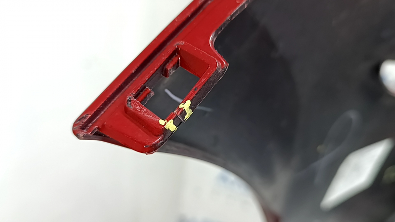 Bare front bumper Lexus ES 19-26 for parking sensors, red, scratches, crack in mount