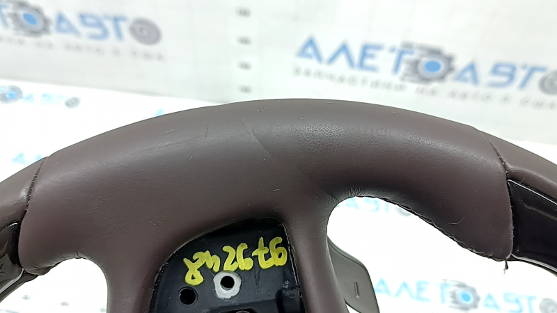 Lexus ES 19-22 bare steering wheel, brown leather, with dark wood, heated, paddle shifters and vibration motor, scratches, dents