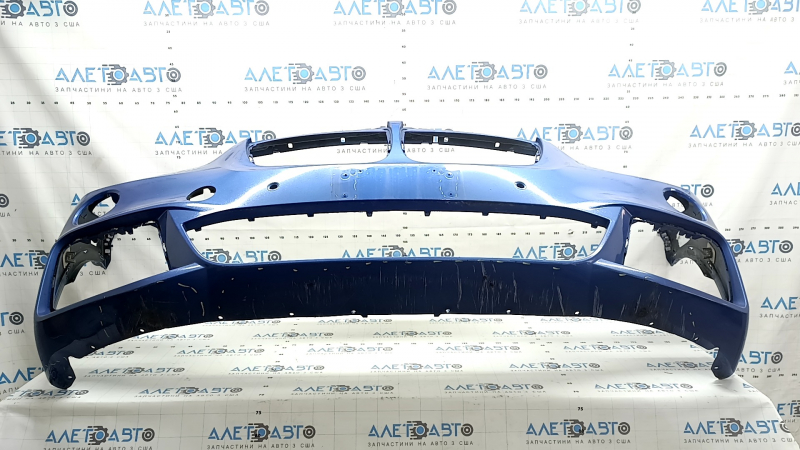 Front bare bumper BMW X1 F48 16-19 for parking sensors and PMA, M-Sport, blue, chips, unfinished holes, cracks, scratches
