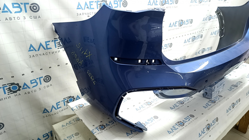 Rear bare bumper BMW X1 F48 16-22 for parking sensors, M-Sport, blue, scratches