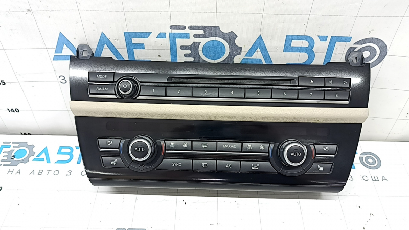 Climate control and radio control for BMW 5 F10 11-16 auto, with heated seats, with beige Oyster trim, air under the glass, trim is worn