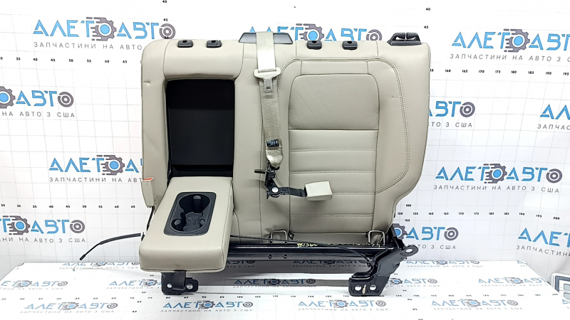 Backrest of the rear row of seats, 2nd row, left, Ford C-max MK2 17-18, gray leather, with a seat belt, with an armrest, dry-cleanable, dented leather