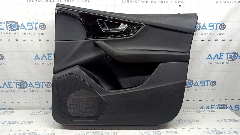 Door trim, front right card, Audi Q7 16-19, black, insert, leather, black, armrest, glossy black, with handle, scratches, bump, dry-cleanable