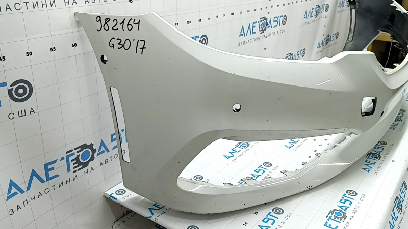 Bare front bumper BMW 5 G30 17-20 for parking sensors and PMA, white, scratches