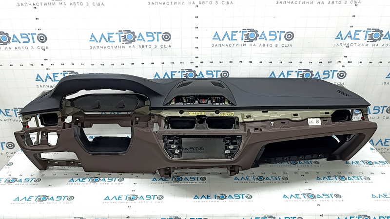 Torpedo front panel with AIRBAG BMW 5 G30 17-23 leather black with dark brown, under projection