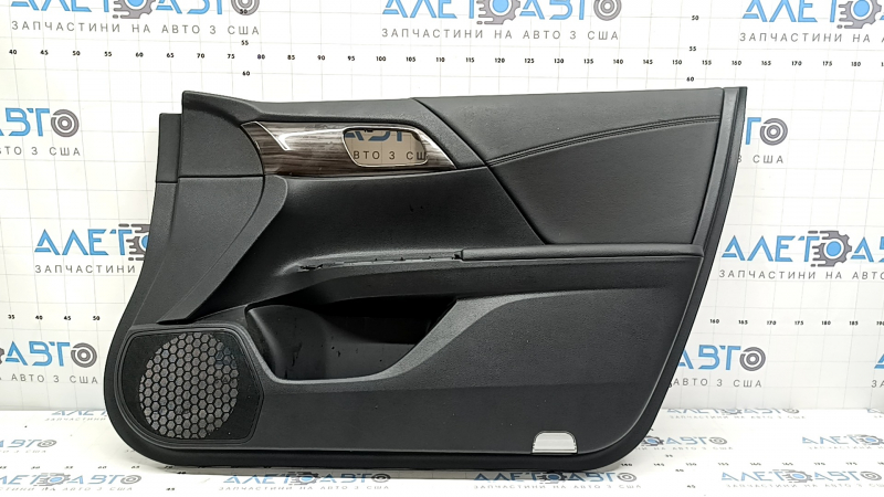 Door trim, front right card, Honda Accord 16-17, black leather, armrest, black leather, glossy wood molding