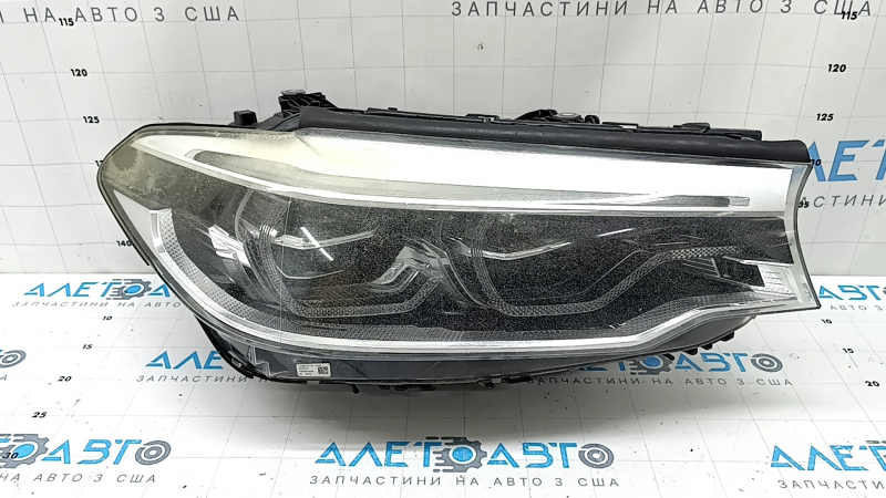 Front right headlight complete BMW 5 G30 17-20 adaptive LED Icon S552A, with units, without fastening, yellowed glass, cobweb