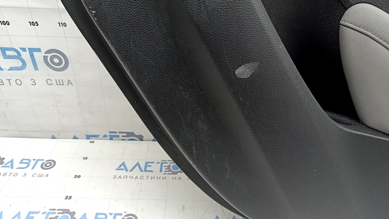 Door trim, rear right card, Honda Accord 18-18, black, with gray leather insert, gray leather armrest, molding under gray wood, scratches