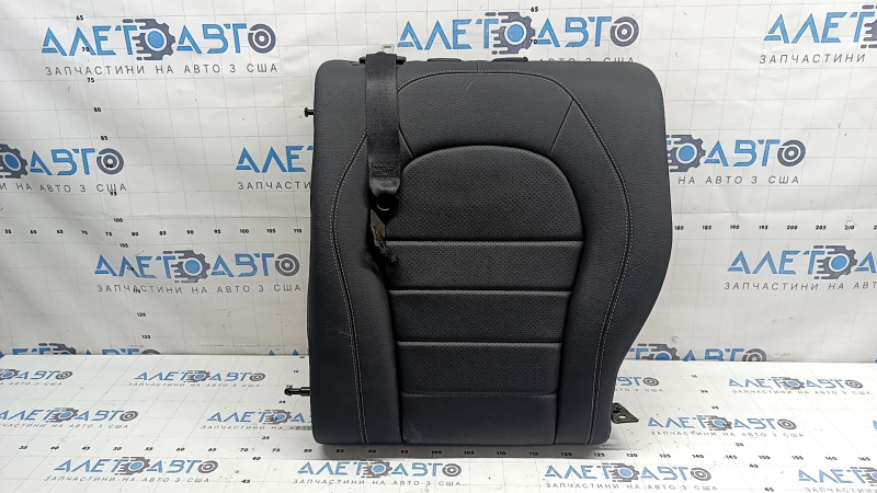 Backrest of the rear row of seats, 2nd row, left, Mercedes GLC 16-20, black leather, gray stitching, perforation, with seat belt and heating