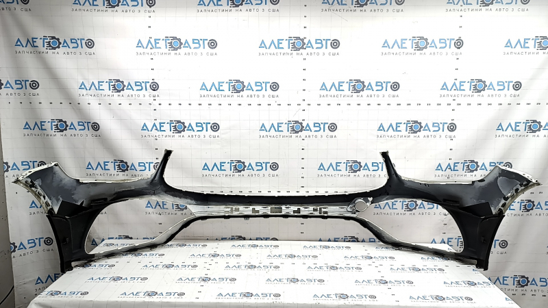 Front bare bumper Mercedes GLC 300 20-22 for parking sensors, AMG pkg, with air ducts, white, chipped, non-factory holes, worn