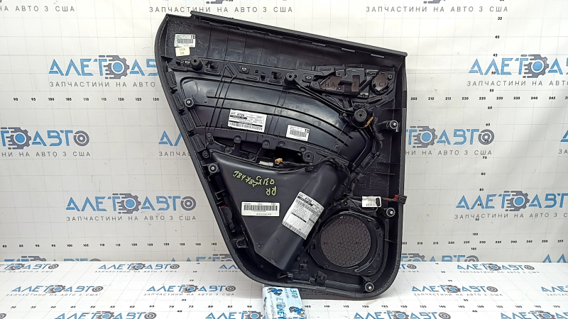 Door trim card rear right Audi Q3 8U 15-18 black, insert black leather, insert under aluminum, armrest black leather, scratches, worn, broken fastener
