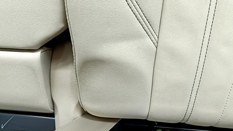 Backrest of the rear row of seats, 2nd row, left, Audi Q5 80A 21-24, beige leather, Standard, with a beige belt and armrest, mechanical, needs cleaning, dented, scratches on the plastic