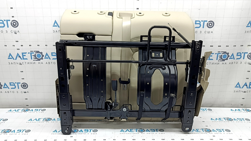 Backrest of the rear row of seats, 2nd row, left, Audi Q5 80A 21-24, beige leather, Standard, with a beige belt and armrest, mechanical, needs cleaning, dented, scratches on the plastic
