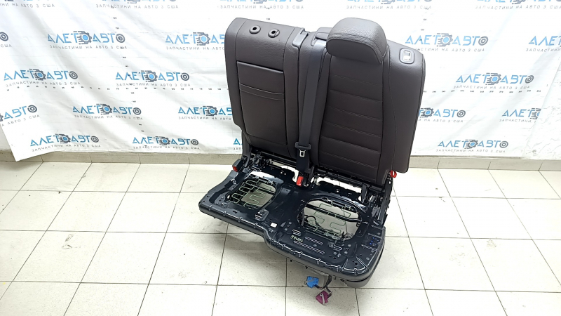 Backrest of the rear row of seats, 2nd row, left, Mercedes W167 GLE 350 450 20-26, brown leather, with belt, armrest and lower frame, electric, for 3 rows