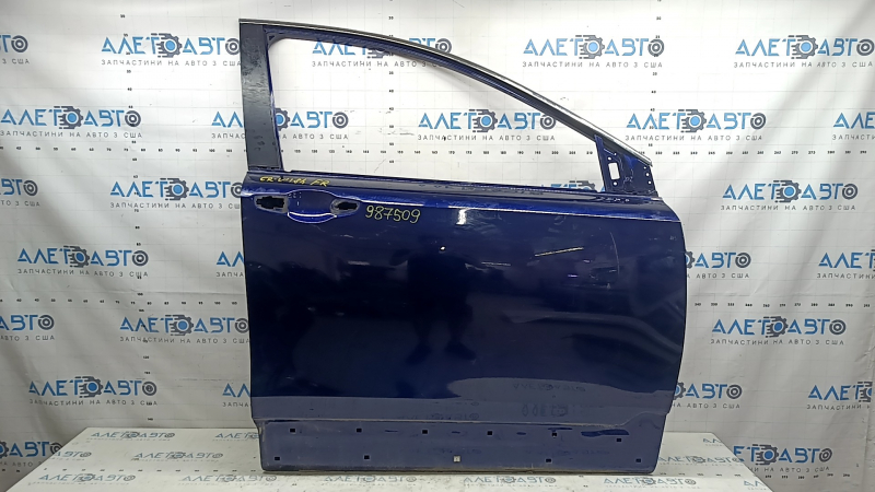 Bare front right door Honda CRV 17-22 blue B-588P, with upper chrome molding
