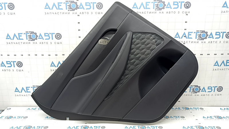 Door trim, rear left card, Hyundai Santa FE 21-23, black, under the curtain, with a lining, insert and armrest, black leather, dents, scratches, needs cleaning
