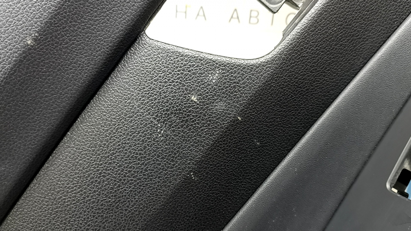 Door trim, rear left card, Hyundai Santa FE 21-23, black, under the curtain, with a lining, insert and armrest, black leather, dents, scratches, needs cleaning