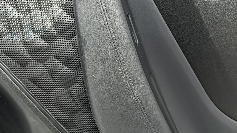 Door trim, rear right card, Hyundai Santa FE 21-23, black, under the curtain, with a lining, insert and armrest, black leather, scratches, needs cleaning
