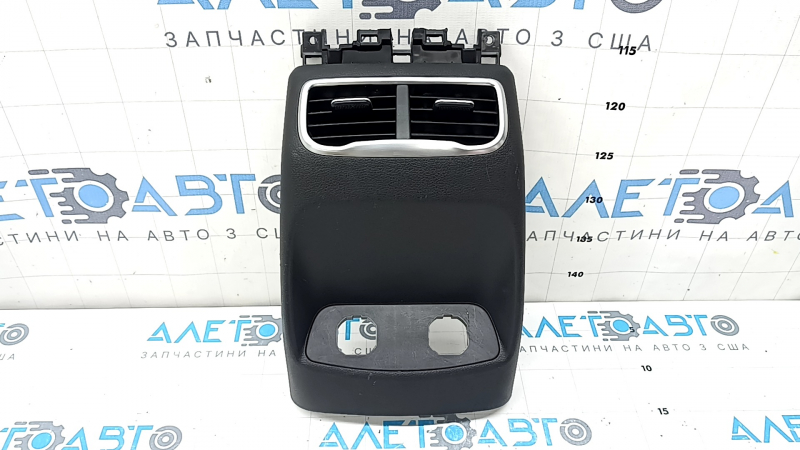 Rear center console trim Hyundai Santa FE 21-23 black, with air duct deflector, without charging ports, scratches