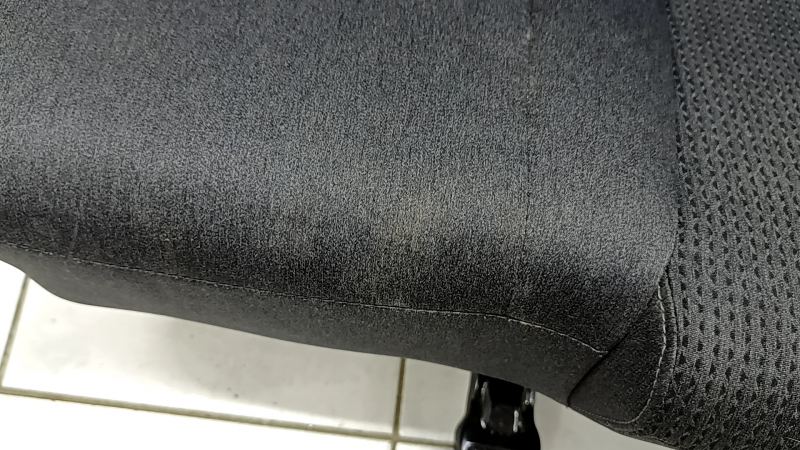Rear row of seats, 2nd row, left Hyundai Santa FE 21-23, black fabric, electric folding, with seat belt, wrinkled, needs cleaning