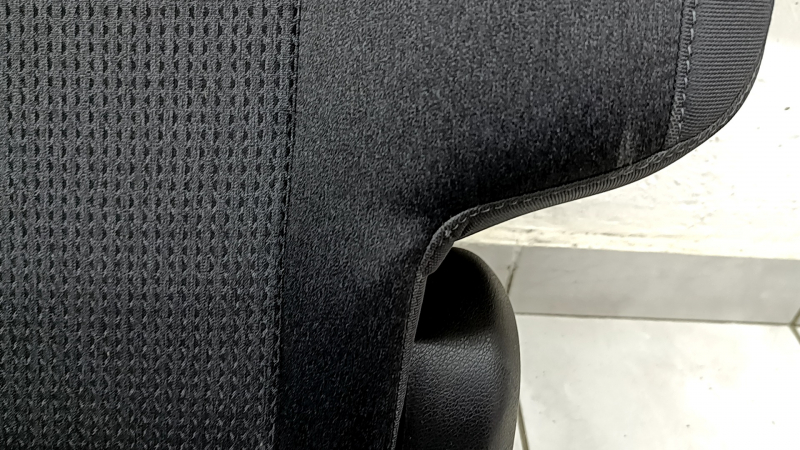 Rear row of seats, 2nd row, left Hyundai Santa FE 21-23, black fabric, electric folding, with seat belt, wrinkled, needs cleaning