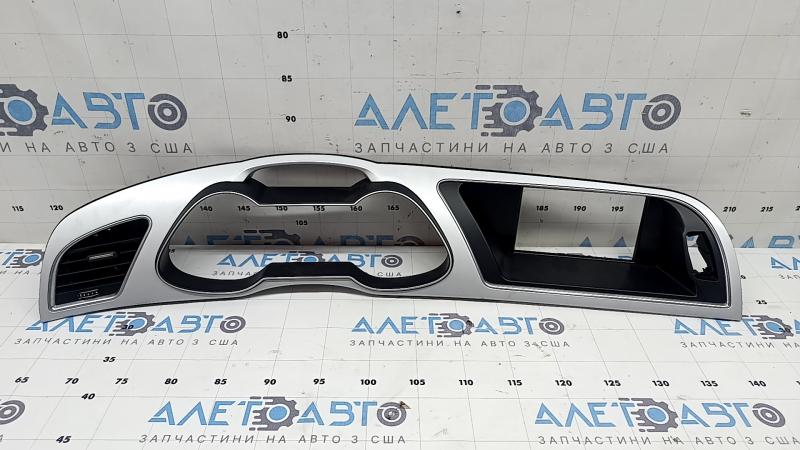 The front panel trim of the instrument panel frame of the Audi A4 B8 08-15 is gray, with an air duct, a crack in the mount