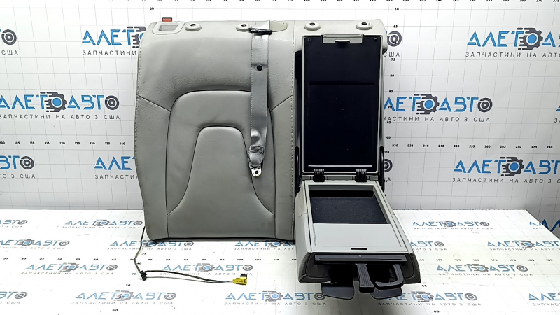 Right rear seat back with armrest Audi A4 B8 13-16, grey leather with grey stitching, with belt, cup holder broken, needs cleaning