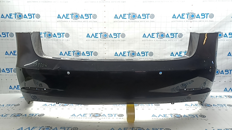 Tesla Model 3 18-23 black PBSB rear bumper, for parking sensors, broken mounts, scratches, dented, signs of repair, no parking sensor mount