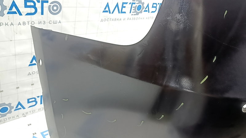 Tesla Model 3 18-23 black PBSB rear bumper, for parking sensors, broken mounts, scratches, dented, signs of repair, no parking sensor mount