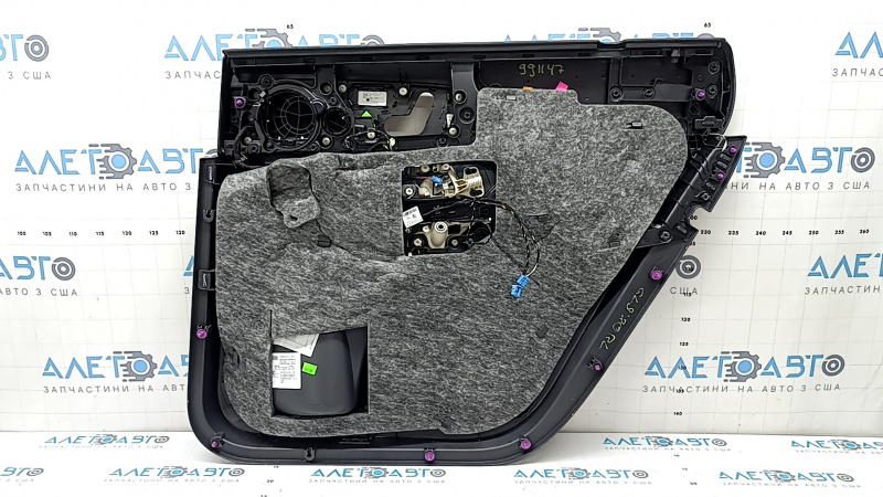 Door trim, rear left card, Mercedes X167 GLS 450 20-26, dark gray, insert and armrest, beige leather, molding under dark wood Burmester, under seat control, scratches, dents