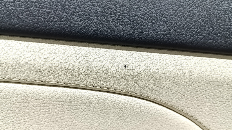 Door trim, front left card, Mercedes X167 GLS 450 580 20-26, dark gray, insert and armrest, beige leather, molding under dark wood Burmester, scratches, tears, for dry cleaning