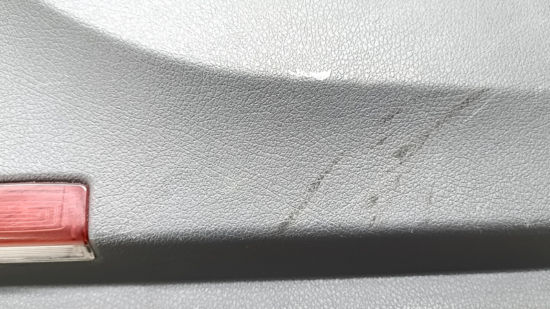 Door trim, front left card, Mercedes X167 GLS 450 580 20-26, dark gray, insert and armrest, beige leather, molding under dark wood Burmester, scratches, tears, for dry cleaning