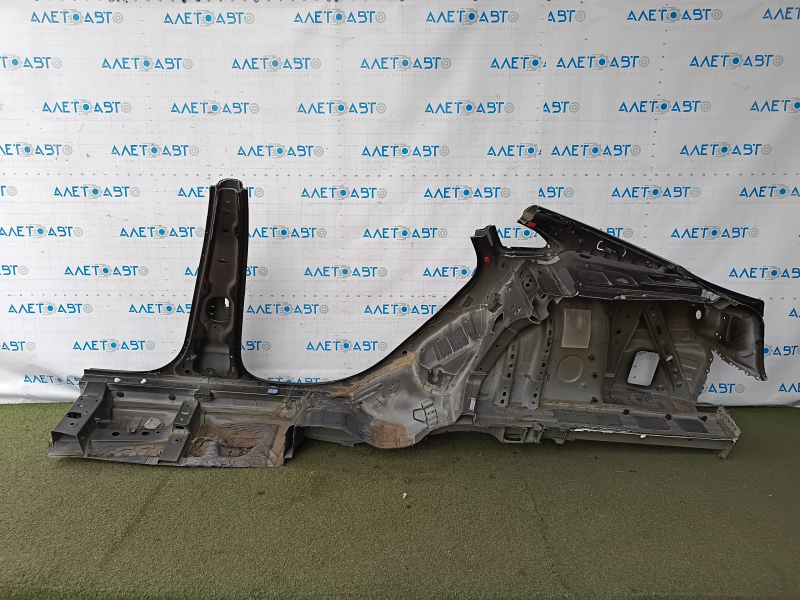 A quarter wing of the rear right Chevrolet Malibu 16-25 was cut off with the central pillar, black, dented, with bumps