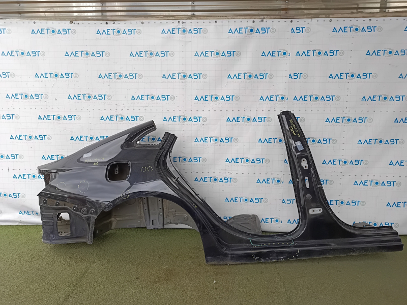 A quarter wing of the rear right Chevrolet Malibu 16-25 was cut off with the central pillar, black, dented, with bumps