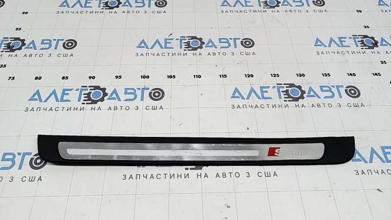 Outer front left threshold trim Audi A4 B8 08-16 sedan chrome S line, dented, scratches, broken guide