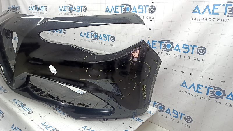 Bare front bumper Alfa Romeo Giulia 17-22 without headlight washers and parking sensors, black, scratches, pressed, peeling varnish, cracked