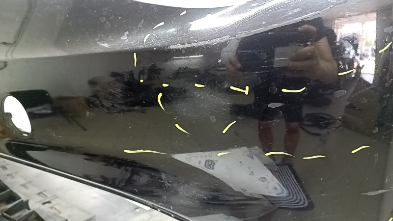 Bare front bumper Alfa Romeo Giulia 17-22 without headlight washers and parking sensors, black, scratches, pressed, peeling varnish, cracked