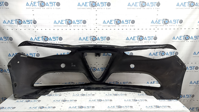 Bare front bumper Alfa Romeo Giulia 17-22 without headlight washers and parking sensors, black, scratches, pressed, peeling varnish, cracked