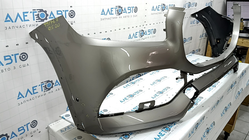 Bare front bumper Mercedes X167 GLS 450 20-23 for parking sensors and Park Assist, silver, scratches, non-standard holes, dent