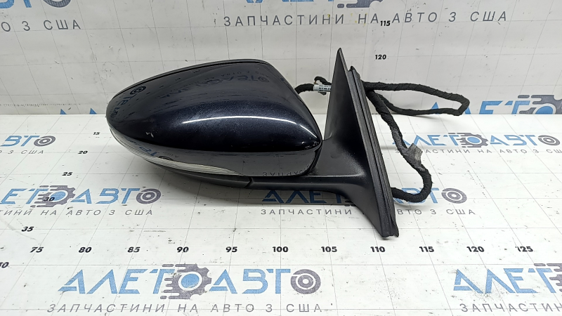 Right side mirror assembly VW Passat b8 16-18 USA 10+2 pins, turn signal, BSM, heated, black, glass in glue