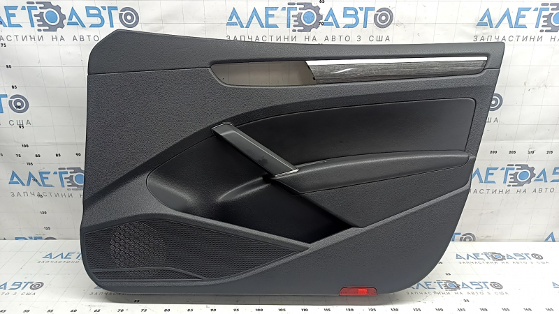 Door trim, front right card, VW Passat b8 16-19 USA, black, with dark gray wood trim, black leather insert, black leather armrest