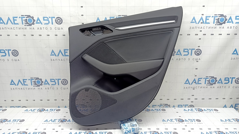 Door trim card rear right Audi A3 8V 15-20 4d, 5d, black, leather, armrest leather black, with squeaker, gray molding, scratches