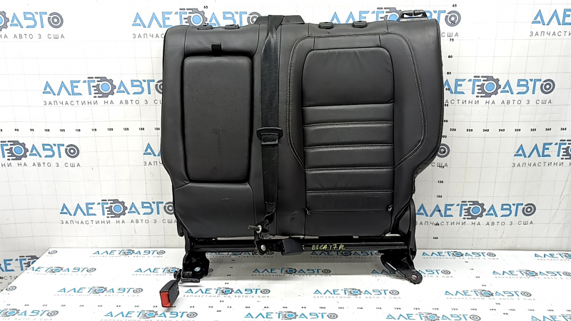 Back of the rear row of seats, 2nd row, left, Ford Escape MK3 13-19, black leather, with belt and armrest, dented, worn, needs cleaning