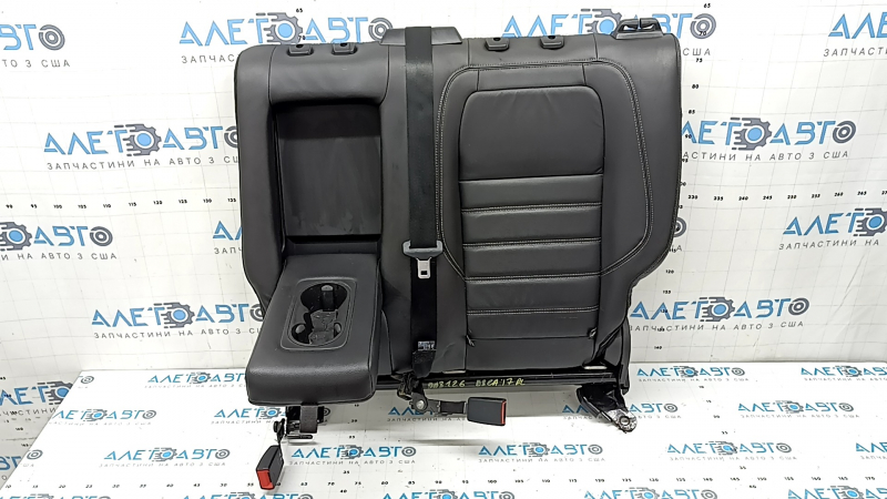 Back of the rear row of seats, 2nd row, left, Ford Escape MK3 13-19, black leather, with belt and armrest, dented, worn, needs cleaning