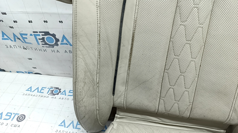 BMW X7 G07 19-22 passenger seat cushion upholstery, Elfenbein-Weiss leather, Comfort, heated, with blower fans, dry-cleanable, worn leather