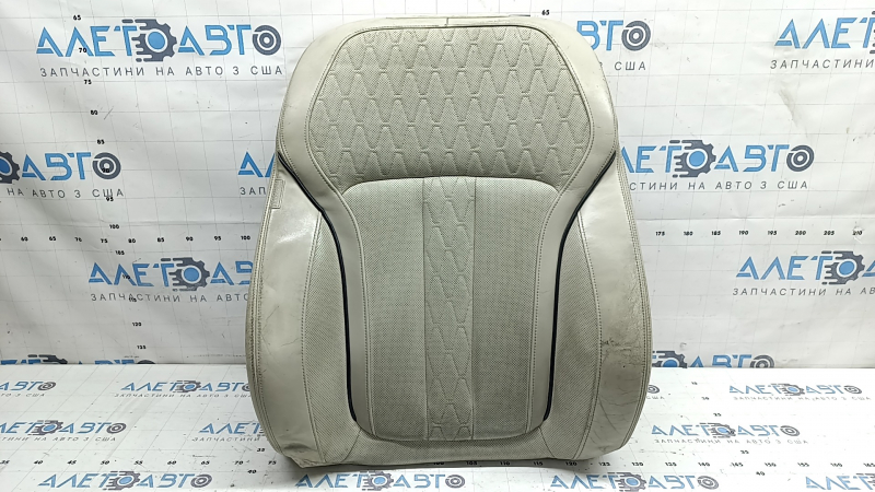 BMW X7 G07 19-22 driver's seat back upholstery, Elfenbein-Weiss leather, Comfort, heated, with blower fans, dry-cleanable, worn leather