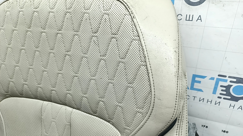 BMW X7 G07 19-22 driver's seat back upholstery, Elfenbein-Weiss leather, Comfort, heated, with blower fans, dry-cleanable, worn leather