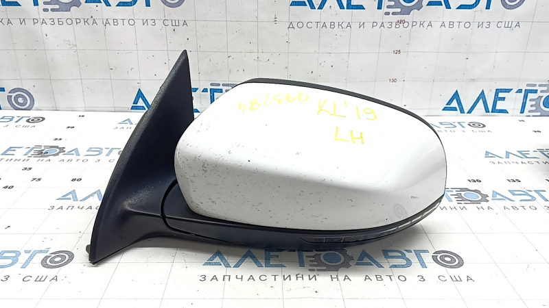 Left side mirror assembly Jeep Cherokee KL 14-23 7+7 pins, BSM, heated, backlight, turn signal, white, paint chips
