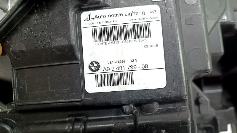 Front left headlight complete BMW X7 G07 19-22 LED with bracket and seal, for polishing, yellow LED