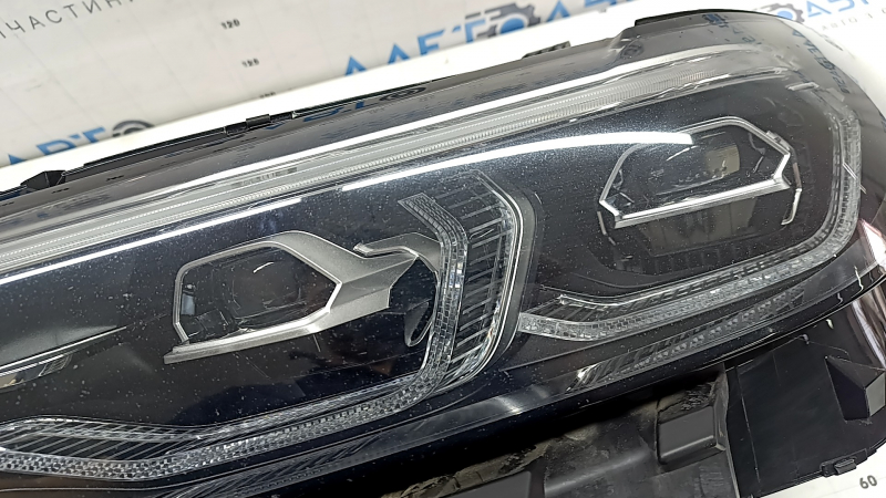Front left headlight complete BMW X7 G07 19-22 LED with bracket and seal, for polishing, yellow LED